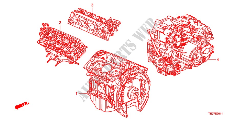 ENGINE ASSY./TRANSMISSION  ASSY.(V6) for Honda ACCORD V6 EX 2 Doors 5 speed automatic 2011