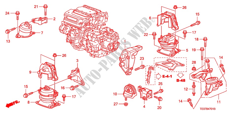 ENGINE MOUNTS(V6) for Honda ACCORD V6 EX 2 Doors 5 speed automatic 2011