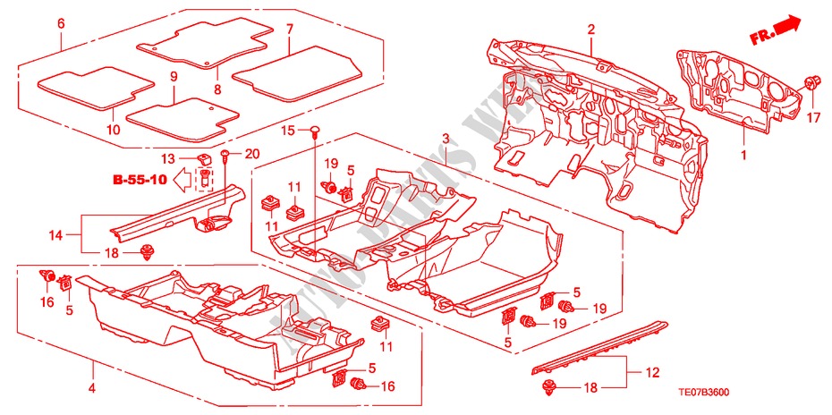 FLOOR MAT for Honda ACCORD V6 EX 2 Doors 5 speed automatic 2011