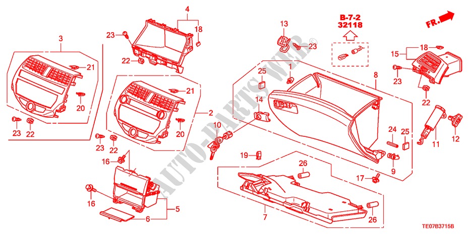 INSTRUMENT PANEL GARNISH( PASSENGER SIDE) for Honda ACCORD 2.4 EX 2 Doors 5 speed automatic 2010