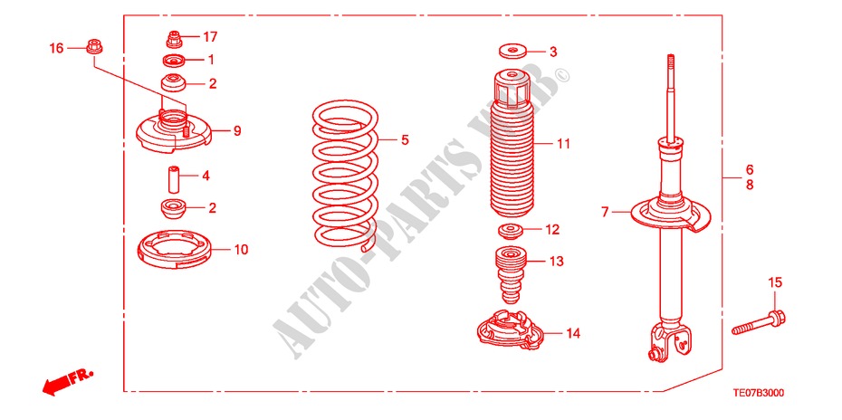 REAR SHOCK ABSORBER for Honda ACCORD V6 EXG 2 Doors 5 speed automatic 2011