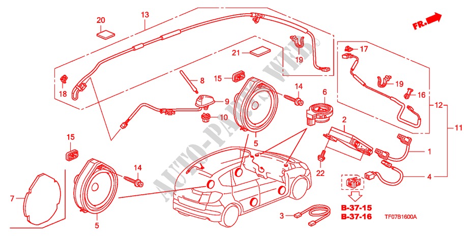 ANTENNA/SPEAKER for Honda JAZZ 1.4 ELEG TEMP TIRE 5 Doors Intelligent Manual Transmission 2009