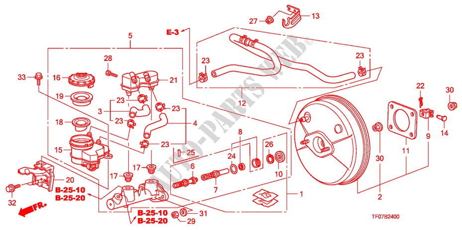 BRAKE MASTER CYLINDER/ MASTER POWER (LH) (1) for Honda JAZZ 1.4 LSH  TEMP TIRE 5 Doors 5 speed manual 2009