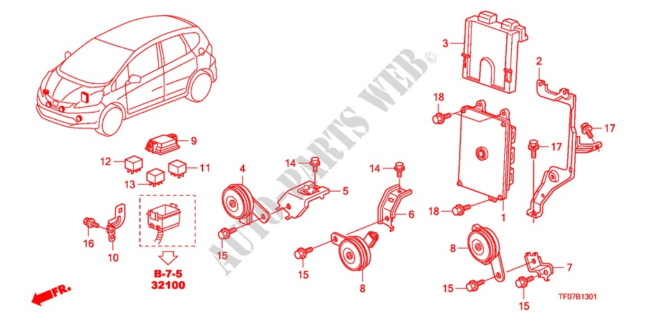 CONTROL UNIT(ENGINE ROOM) (RH) for Honda JAZZ 1.4 EX 5 Doors Intelligent Manual Transmission 2009