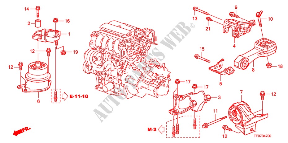 ENGINE MOUNTS (MT) for Honda JAZZ 1.4 LS 5 Doors 5 speed manual 2009