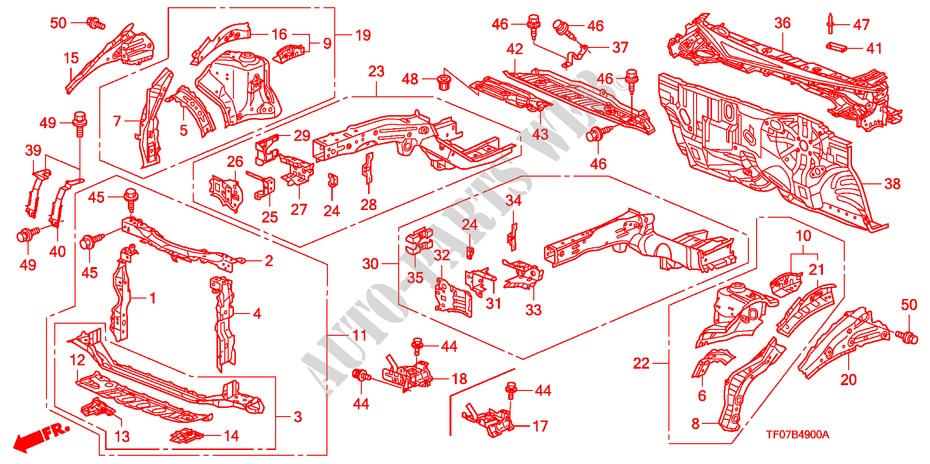 FRONT BULKHEAD/DASHBOARD for Honda JAZZ 1.4 COMF TEMP TIRE 5 Doors Intelligent Manual Transmission 2009