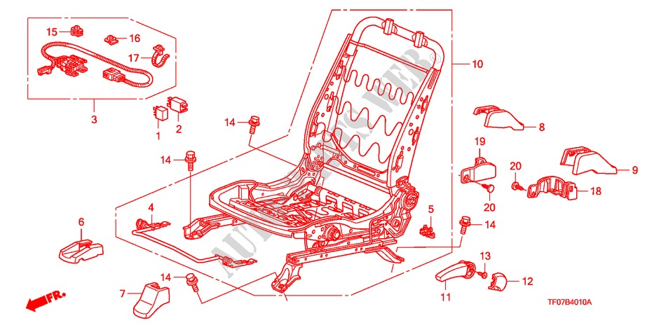 FRONT SEAT COMPONENTS (L.) for Honda JAZZ 1.4 ELEG TEMP TIRE 5 Doors Intelligent Manual Transmission 2009