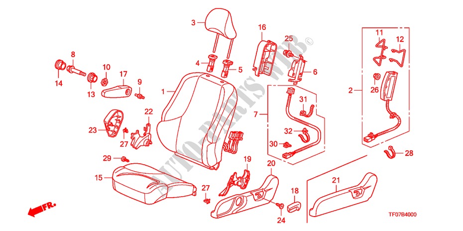 FRONT SEAT (L.) for Honda JAZZ 1.4 EX 5 Doors Intelligent Manual Transmission 2009