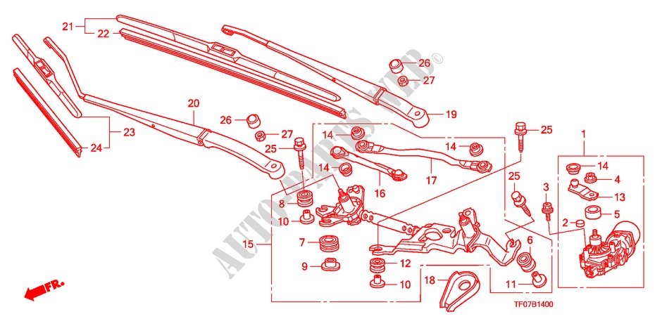 FRONT WINDSHIELD WIPER (LH) for Honda JAZZ 1.4 ELEG TEMP TIRE 5 Doors Intelligent Manual Transmission 2009