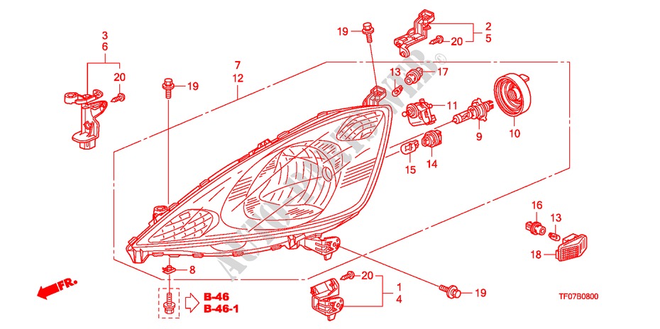HEADLIGHT for Honda JAZZ 1.4 EXCL 5 Doors Intelligent Manual Transmission 2009