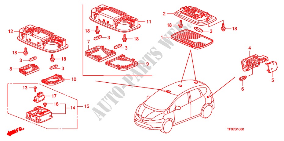 INTERIOR LIGHT for Honda JAZZ 1.4 ES 5 Doors Intelligent Manual Transmission 2009