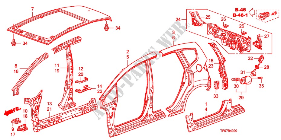 OUTER PANELS/REAR PANEL for Honda JAZZ 1.2 LSE  TEMP TIRE 5 Doors 5 speed manual 2009