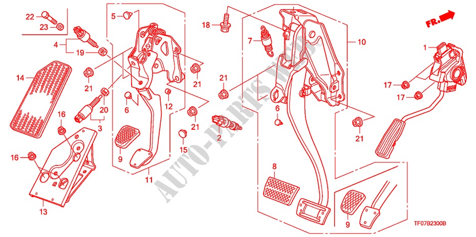 PEDAL (LH) for Honda JAZZ 1.4 ELEG TEMP TIRE 5 Doors Intelligent Manual Transmission 2009