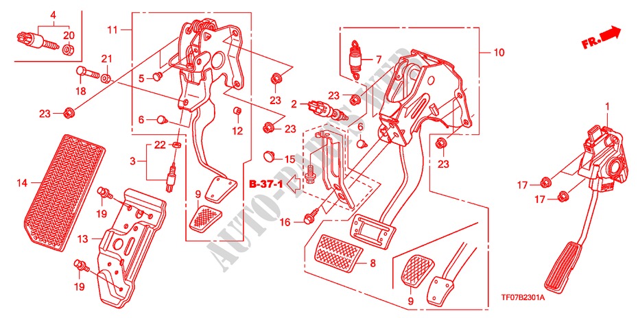 PEDAL (RH) for Honda JAZZ 1.4 EX 5 Doors Intelligent Manual Transmission 2009