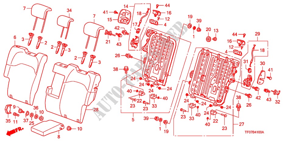 REAR SEAT BACK for Honda JAZZ 1.4 ELEG TEMP TIRE 5 Doors Intelligent Manual Transmission 2009