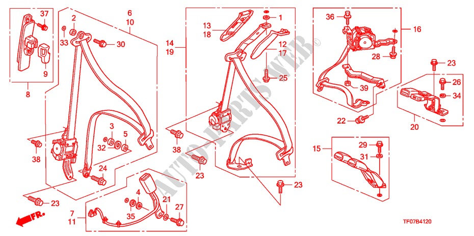 SEATBELTS for Honda JAZZ 1.4 LS   TEMP TIRE 5 Doors Intelligent Manual Transmission 2009