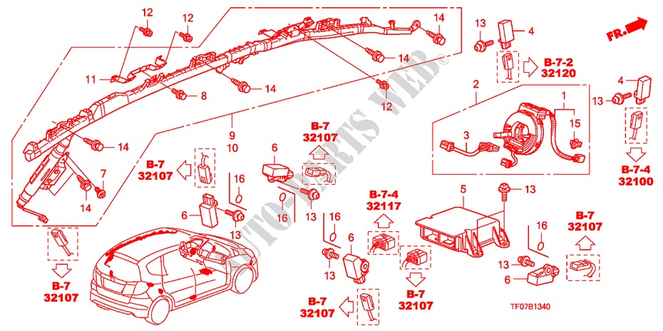 SRS UNIT (LH) for Honda JAZZ 1.4 ELEG TEMP TIRE 5 Doors Intelligent Manual Transmission 2009