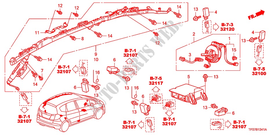 SRS UNIT (RH) for Honda JAZZ 1.4 EX 5 Doors Intelligent Manual Transmission 2009