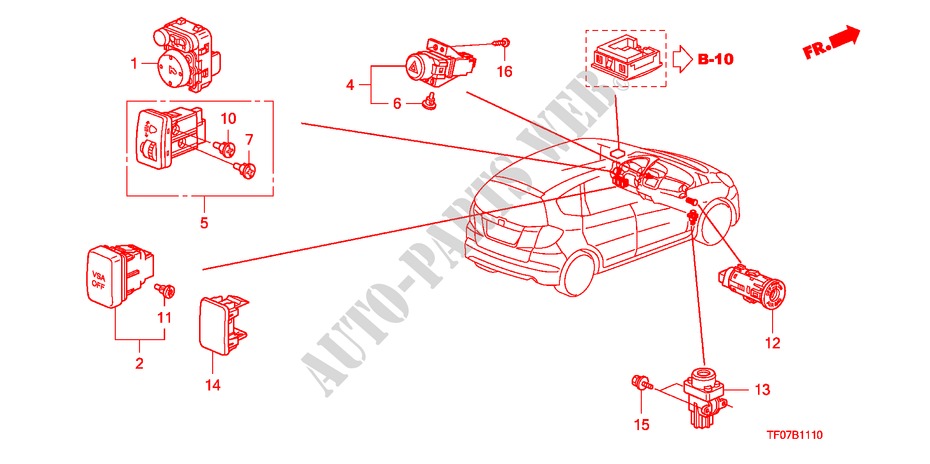 SWITCH (LH) for Honda JAZZ 1.4 ES 5 Doors Intelligent Manual Transmission 2009