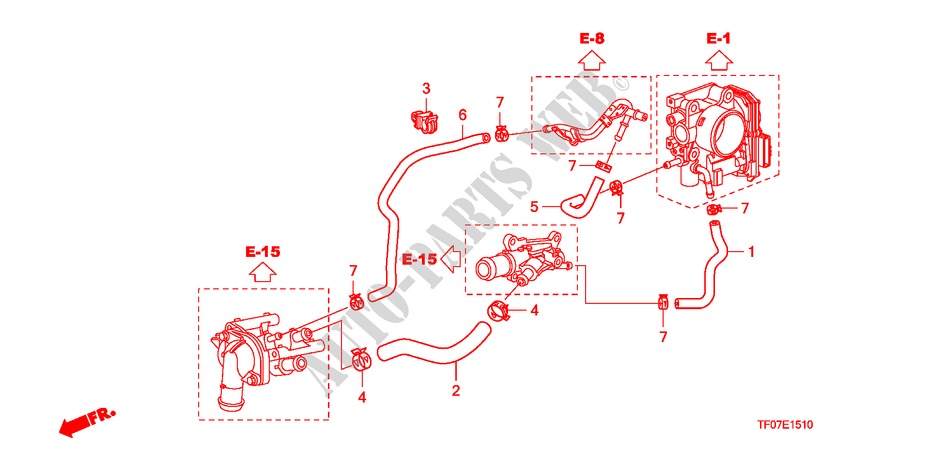 WATER HOSE for Honda JAZZ 1.4 ES   TEMP TIRE 5 Doors Intelligent Manual Transmission 2009