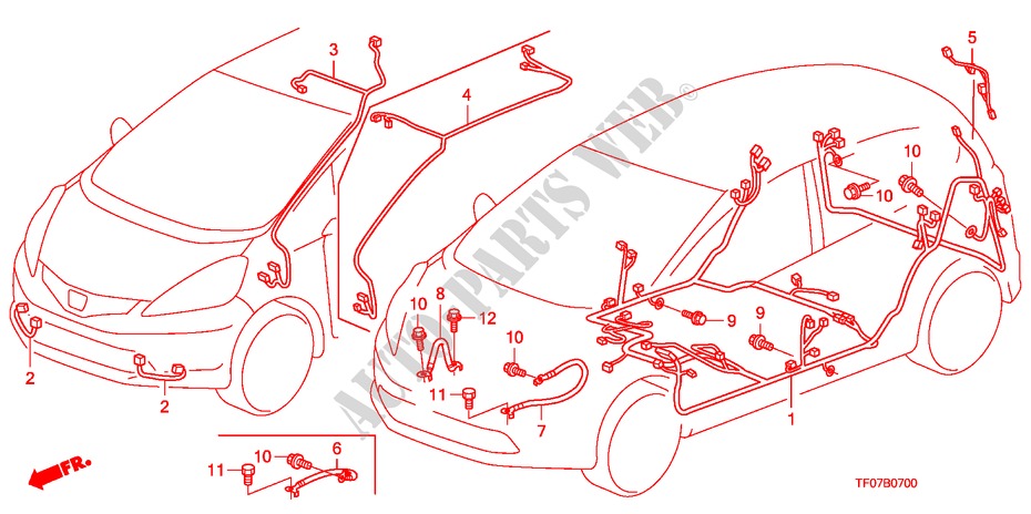 WIRE HARNESS (LH) (1) for Honda JAZZ 1.4 ELEG TEMP TIRE 5 Doors Intelligent Manual Transmission 2009
