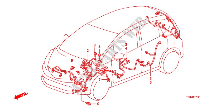 WIRE HARNESS (LH) (2) for Honda JAZZ 1.4 ELEG TEMP TIRE 5 Doors Intelligent Manual Transmission 2009