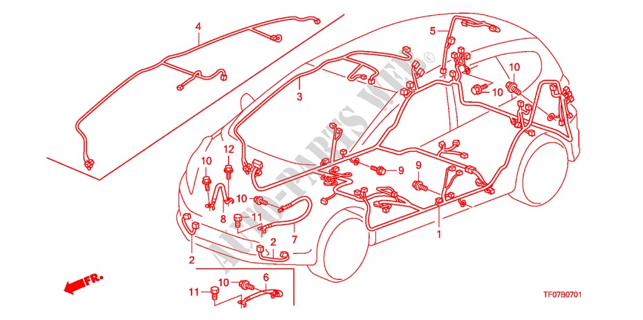 WIRE HARNESS (RH) (1) for Honda JAZZ 1.4 EX 5 Doors Intelligent Manual Transmission 2009