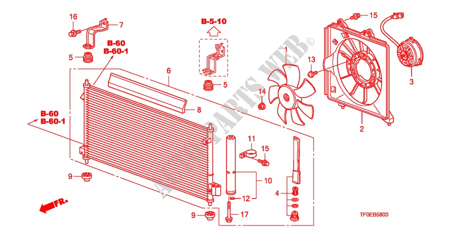 AIR CONDITIONER(CONDENSER ) for Honda JAZZ 1.4 EXH 5 Doors 5 speed manual 2010