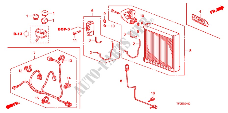 AIR CONDITIONER(EVAPORATO R) for Honda JAZZ 1.2 SE   TEMP TIRE 5 Doors 5 speed manual 2010