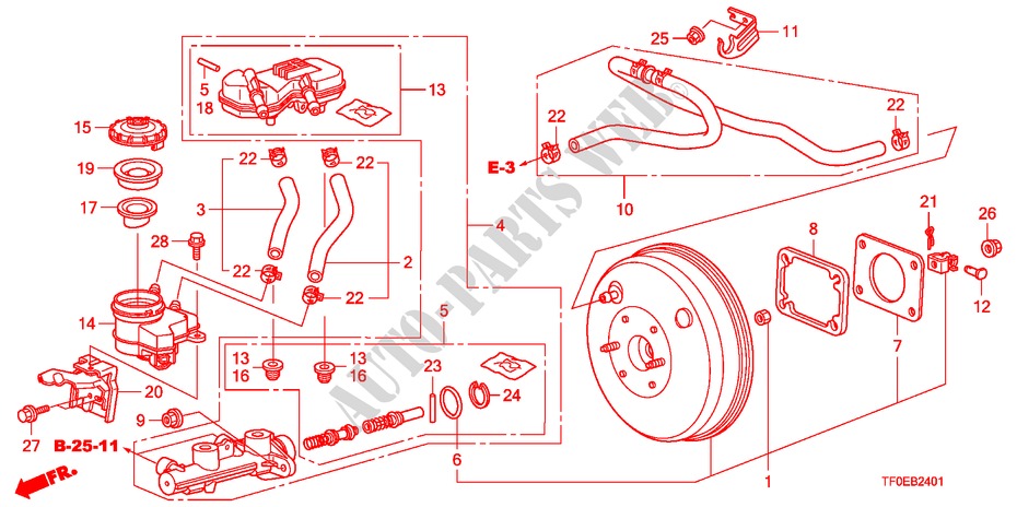 BRAKE MASTER CYLINDER/MAS TER POWER(LH)(2) for Honda JAZZ 1.2 SE   TEMP TIRE 5 Doors 5 speed manual 2010