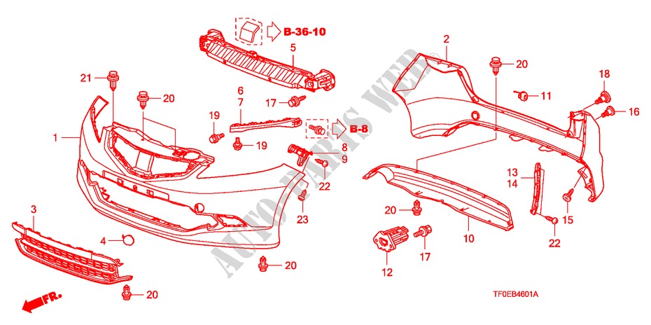 BUMPERS(2) for Honda JAZZ 1.4 LSS 5 Doors 5 speed manual 2010