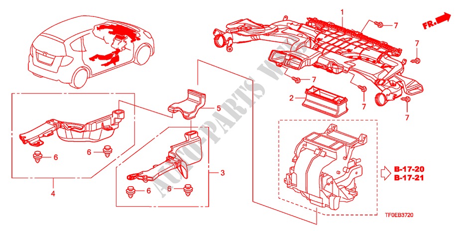 DUCT for Honda JAZZ 1.4 LSH  DAY LIGHT 5 Doors 5 speed manual 2010