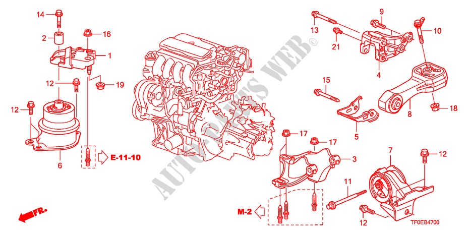 ENGINE MOUNTS(MT) for Honda JAZZ 1.2 SE   TEMP TIRE 5 Doors 5 speed manual 2010
