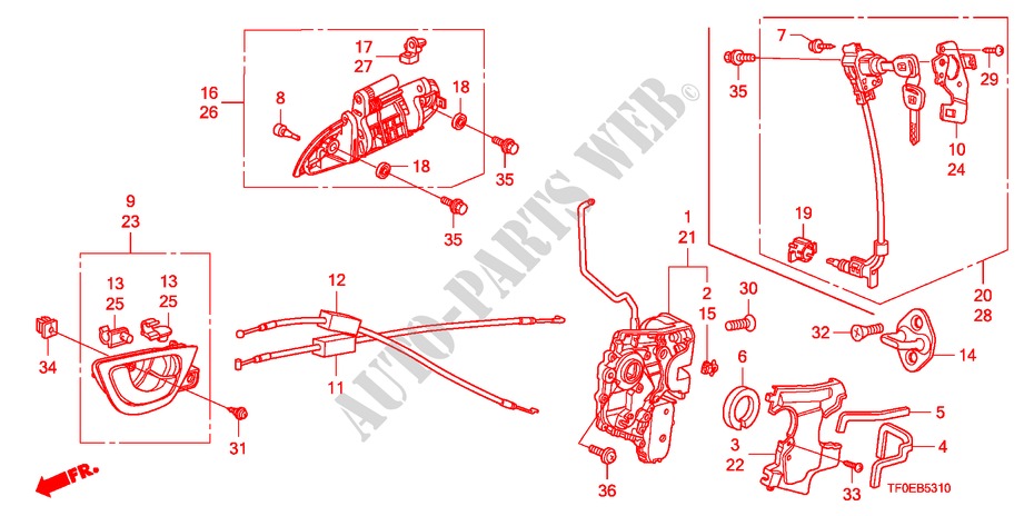 FRONT DOOR LOCK/OUTER HAN DLE(1) for Honda JAZZ 1.5 EXT 5 Doors 5 speed manual 2010