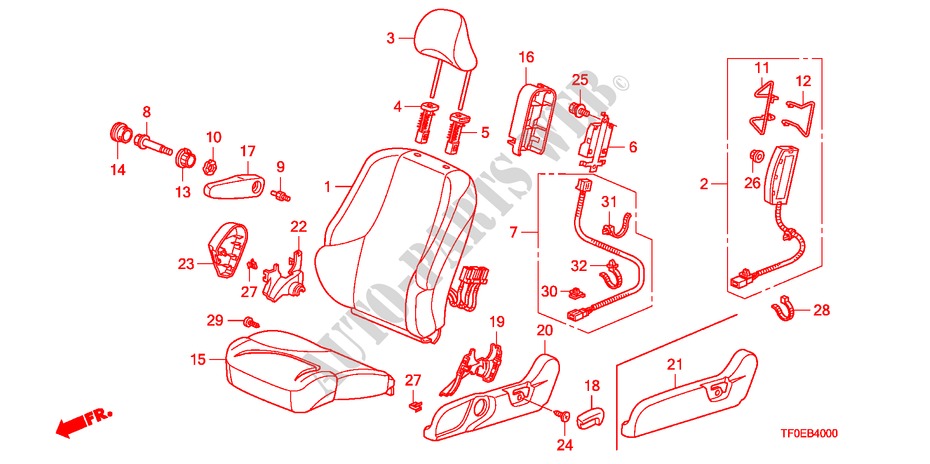 FRONT SEAT(L.) for Honda JAZZ 1.4 LSH  DAY LIGHT 5 Doors 5 speed manual 2010