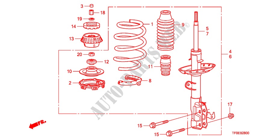 FRONT SHOCK ABSORBER for Honda JAZZ 1.5 LXE 5 Doors 5 speed automatic 2010