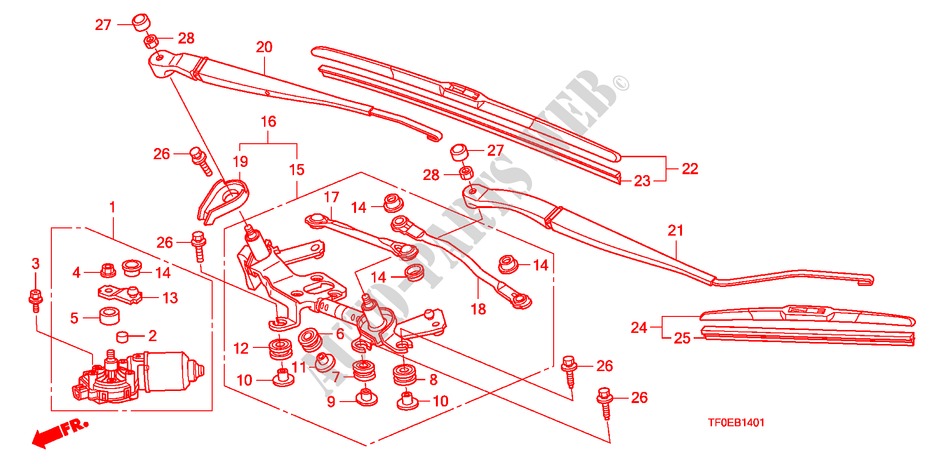 FRONT WINDSHIELD WIPER(RH ) for Honda JAZZ 1.4 ES 5 Doors 5 speed manual 2010