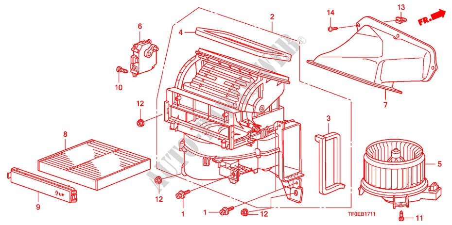 HEATER BLOWER(RH) for Honda JAZZ 1.4 ES 5 Doors Intelligent Manual Transmission 2010