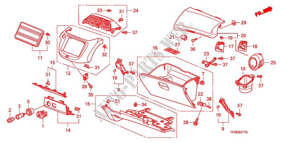 INSTRUMENT PANEL GARNISH( PASSENGER SIDE)(LH) for Honda JAZZ 1.4 EXH 5 Doors 5 speed manual 2010