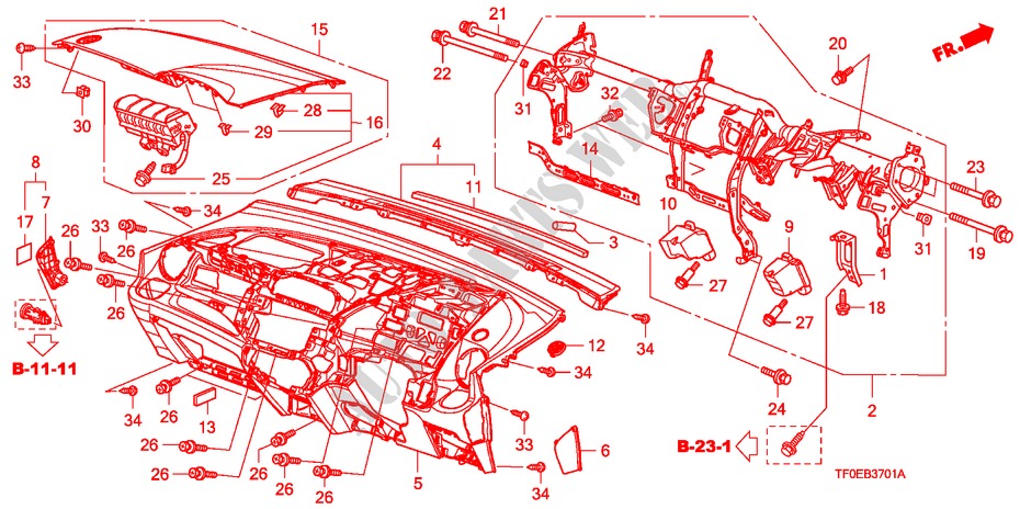 INSTRUMENT PANEL(RH) for Honda JAZZ 1.4 ES 5 Doors 5 speed manual 2010