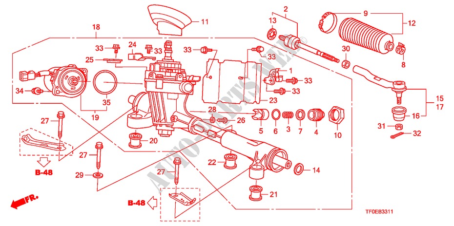 P.S. GEAR BOX(EPS)(RH) for Honda JAZZ 1.4 ES 5 Doors 5 speed manual 2010