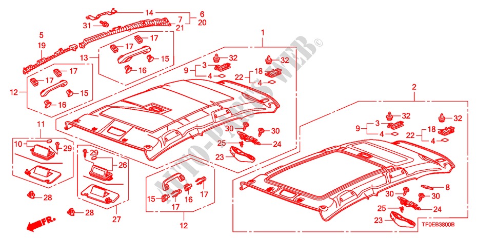 ROOF LINING for Honda JAZZ 1.2 SE   TEMP TIRE 5 Doors 5 speed manual 2010