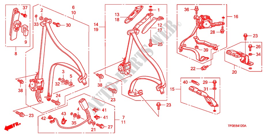 SEATBELTS for Honda JAZZ 1.2 SE   TEMP TIRE 5 Doors 5 speed manual 2010