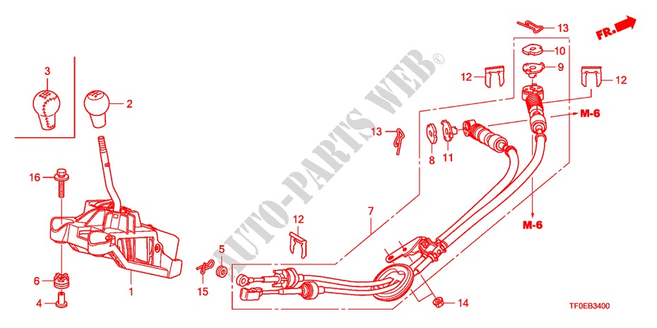 SHIFT LEVER(MT) for Honda JAZZ 1.2 SE   TEMP TIRE 5 Doors 5 speed manual 2010