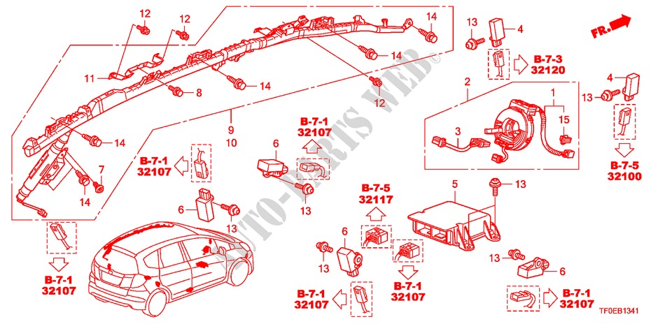 SRS UNIT(RH) for Honda JAZZ 1.4 ES 5 Doors 5 speed manual 2010