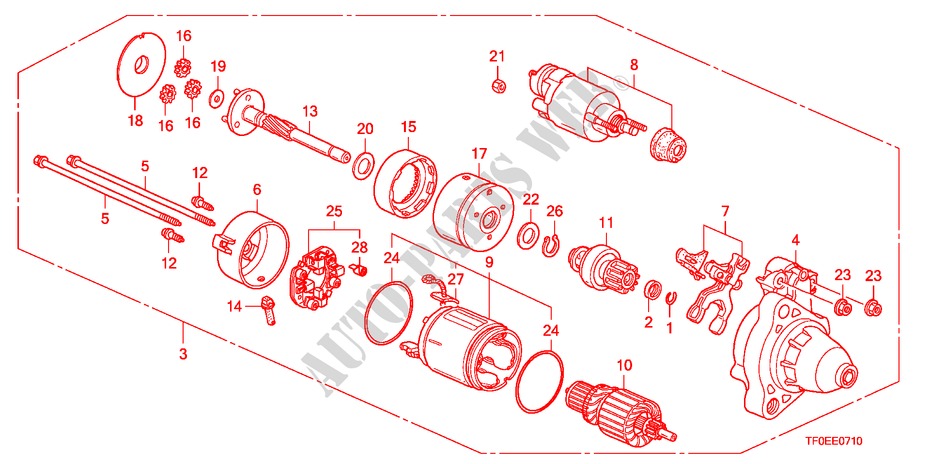 STARTER MOTOR(DENSO) for Honda JAZZ 1.4 ES 5 Doors 5 speed manual 2010