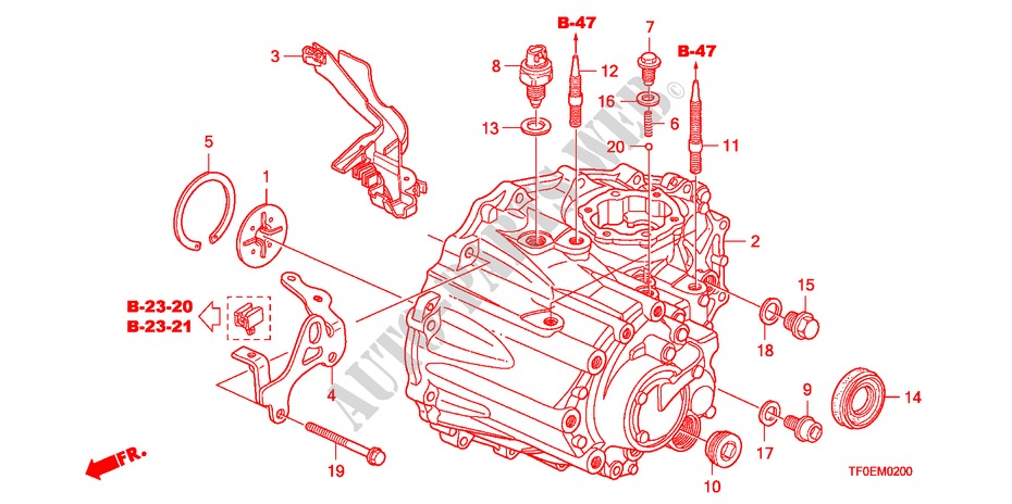 TRANSMISSION CASE(MT) for Honda JAZZ 1.4 LSH  DAY LIGHT 5 Doors 5 speed manual 2010