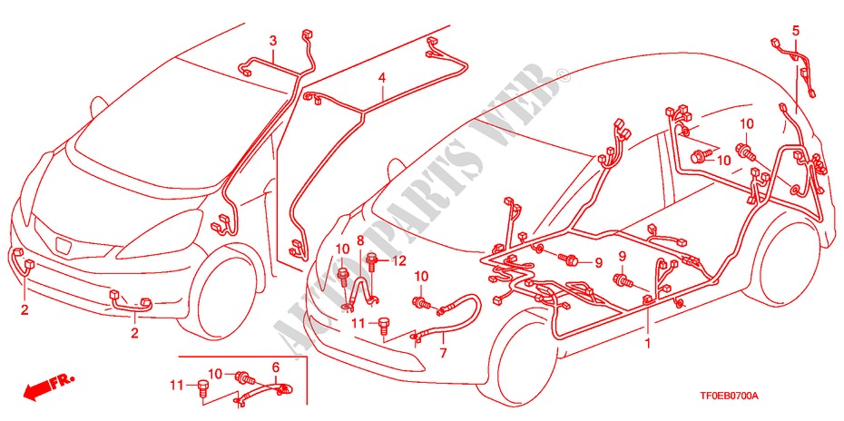 WIRE HARNESS(LH)(1) for Honda JAZZ 1.4 EXH 5 Doors 5 speed manual 2010