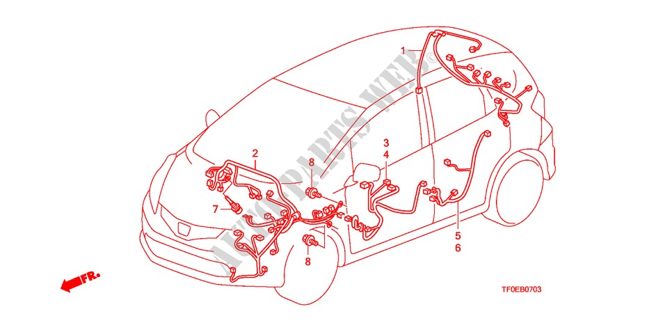 WIRE HARNESS(RH)(2) for Honda JAZZ 1.4 ES 5 Doors 5 speed manual 2010