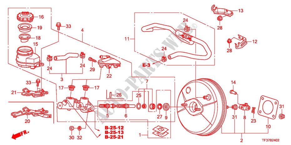 BRAKE MASTER CYLINDER/MAS TER POWER(RH)(1) for Honda JAZZ 1.4EX 5 Doors 5 speed manual 2011
